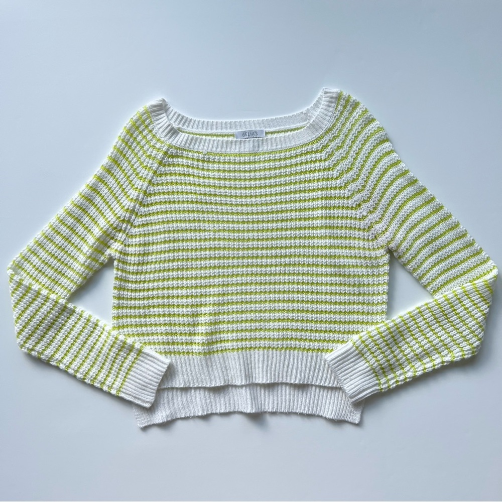 Delia’s Yellow and White Striped Sweater, Medium